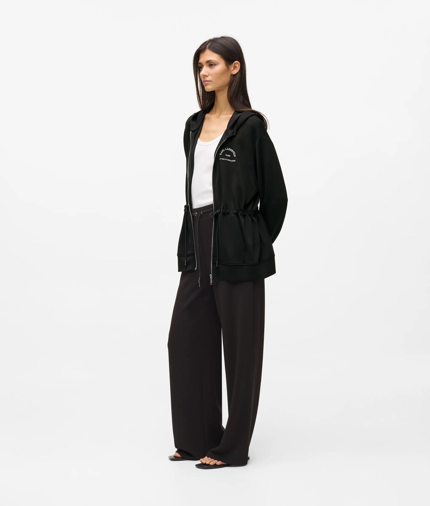 Karl Lagerfeld Rue St-Guillaume Zip-Up Hoodie Black