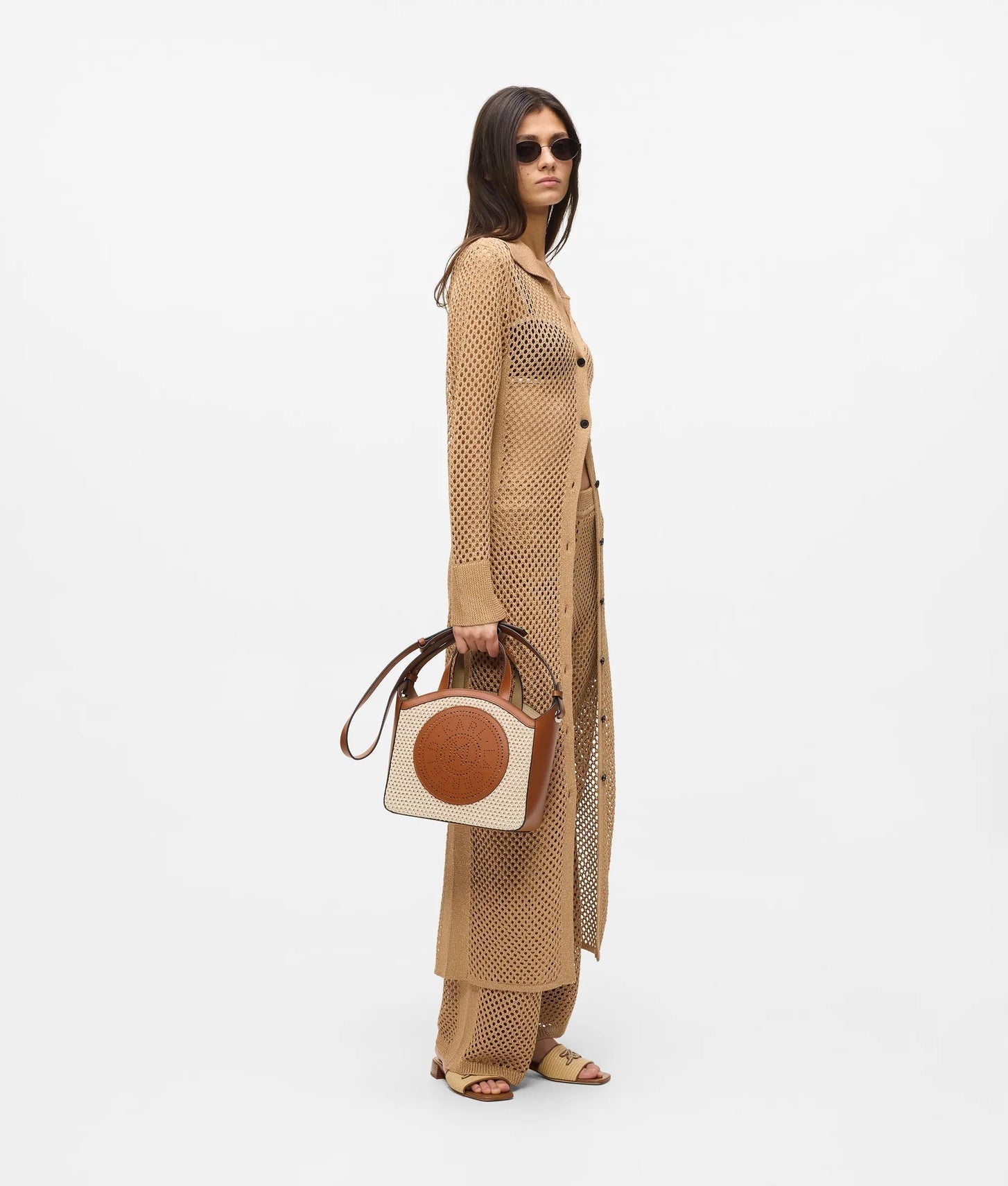 KarlLagerfeld Kcircle Small Mesh Tote Bag Natural-Tan