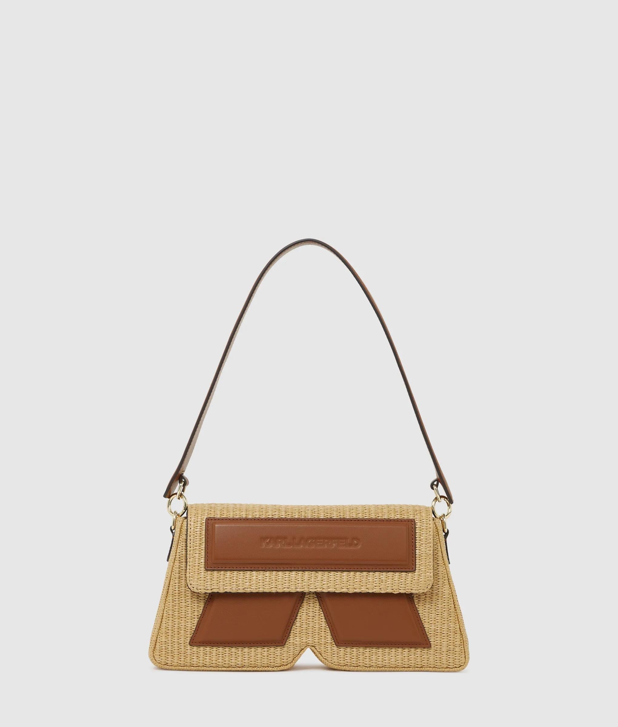 KarlLagerfeld Ikon K Woven Shoulder Bag Natural-Tan