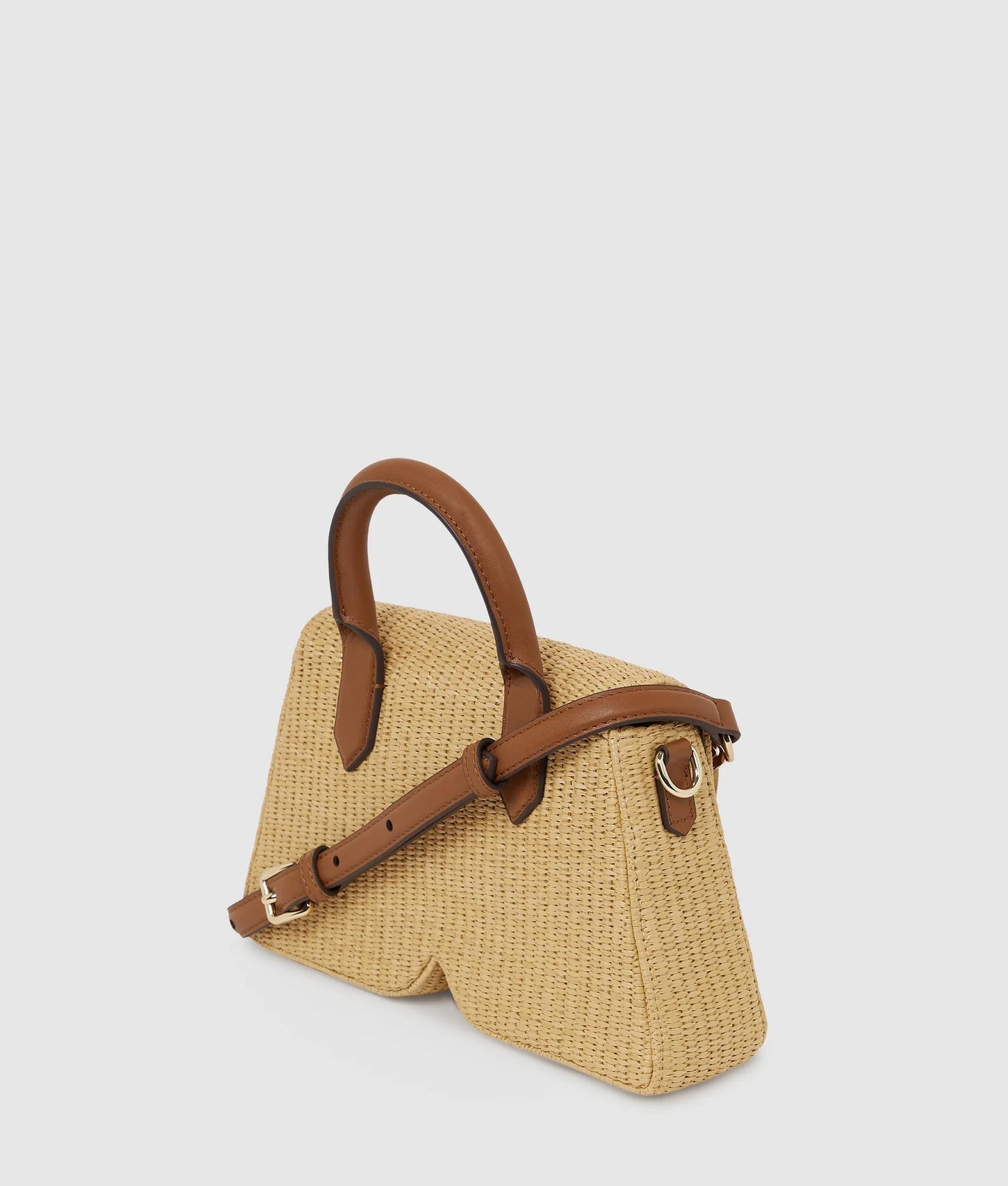 KarlLagerfeld Ikon K Woven Top Handle Bag Natural-Tan