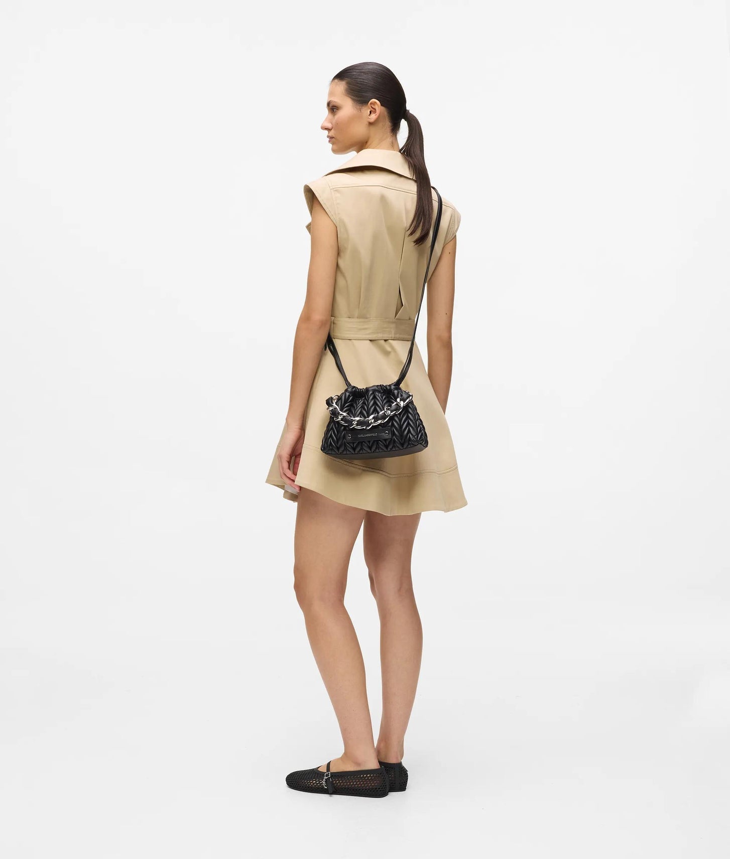 KarlLagerfeld Kweave Chain Crossbody Bag Black-Nickel