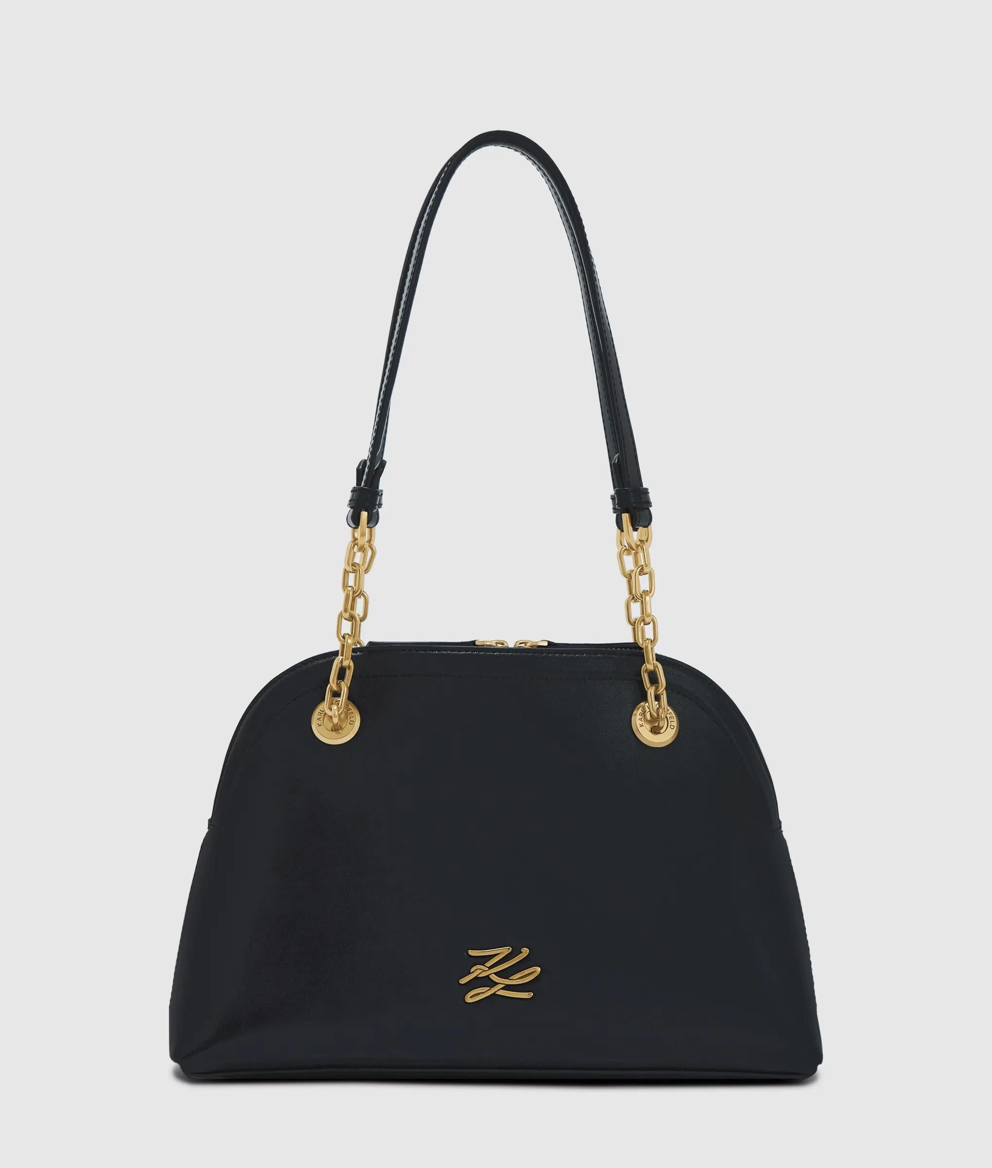 KarlLagerfeld Kautograph Medium Bowling Bag Black/Gold