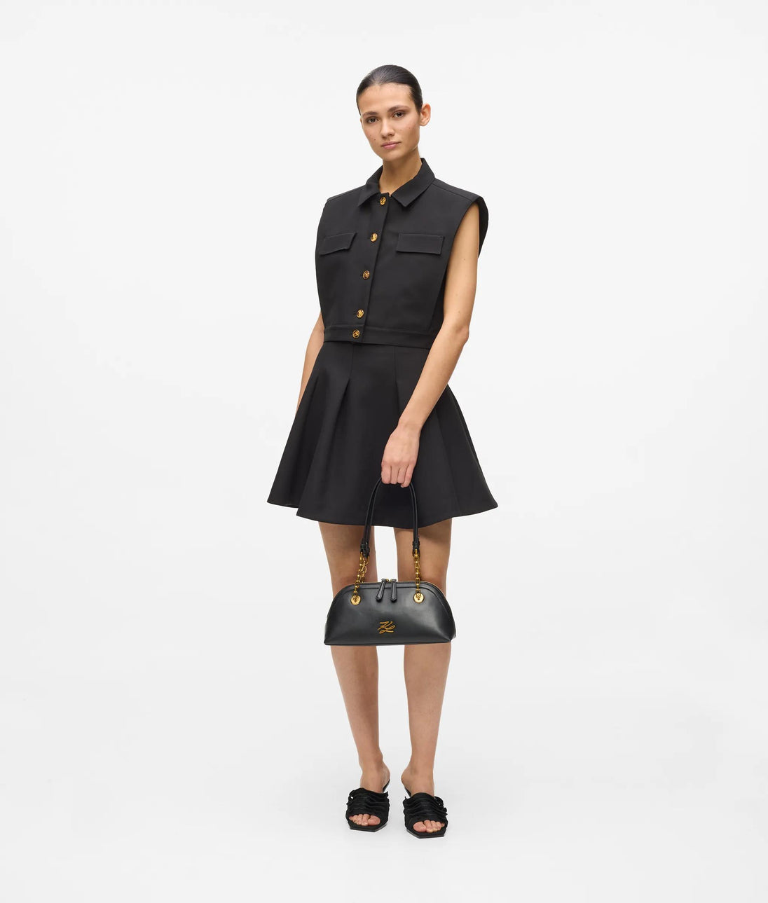 Karl Lagerfeld Flared Mini Skirt Black