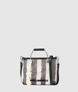 KarlLagerfeld Ikon Mesh Small Tote Bag Black Stripes