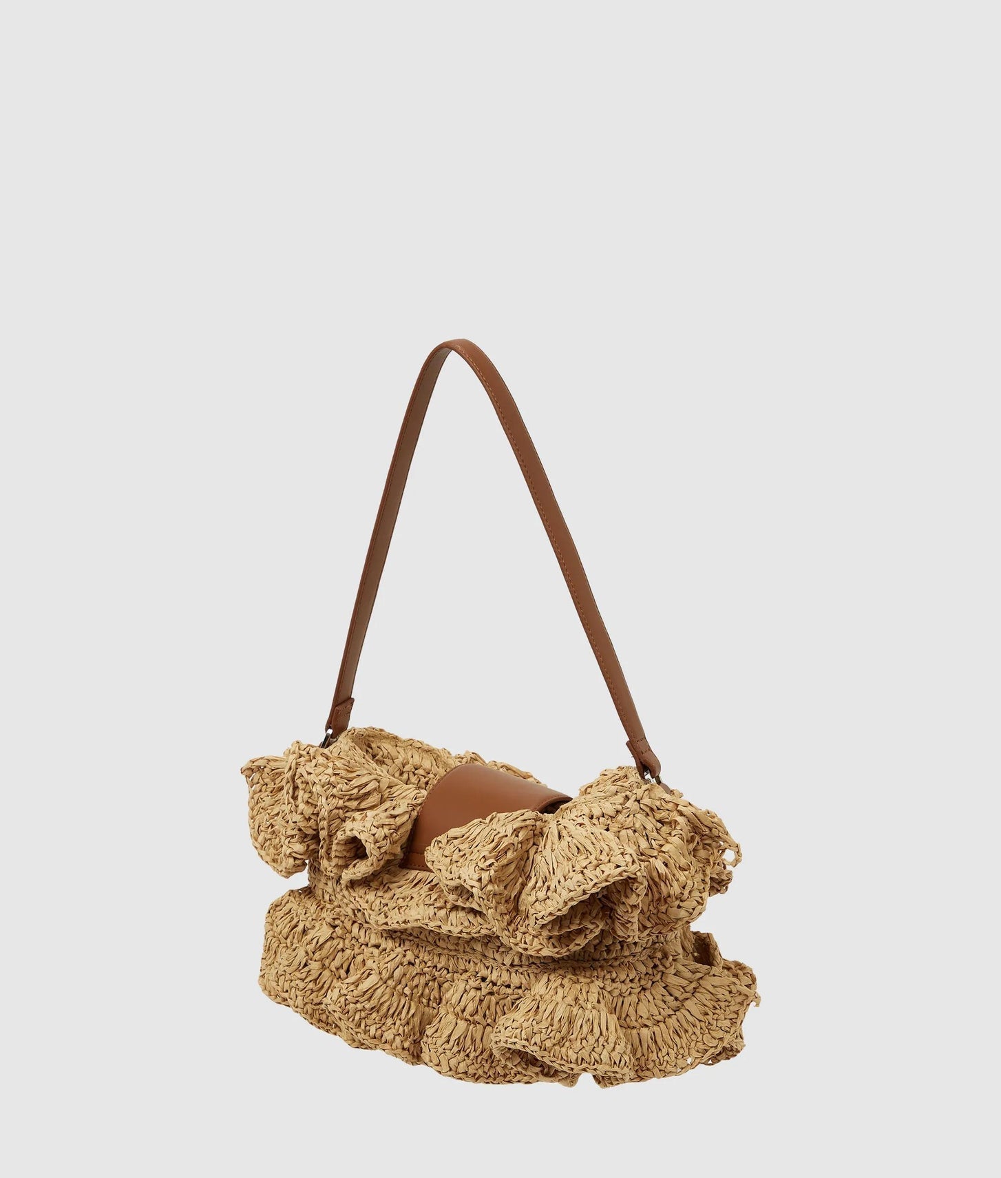 KarlLagerfeld Ksignature Ruffle Shoulder Bag Natural-Tan