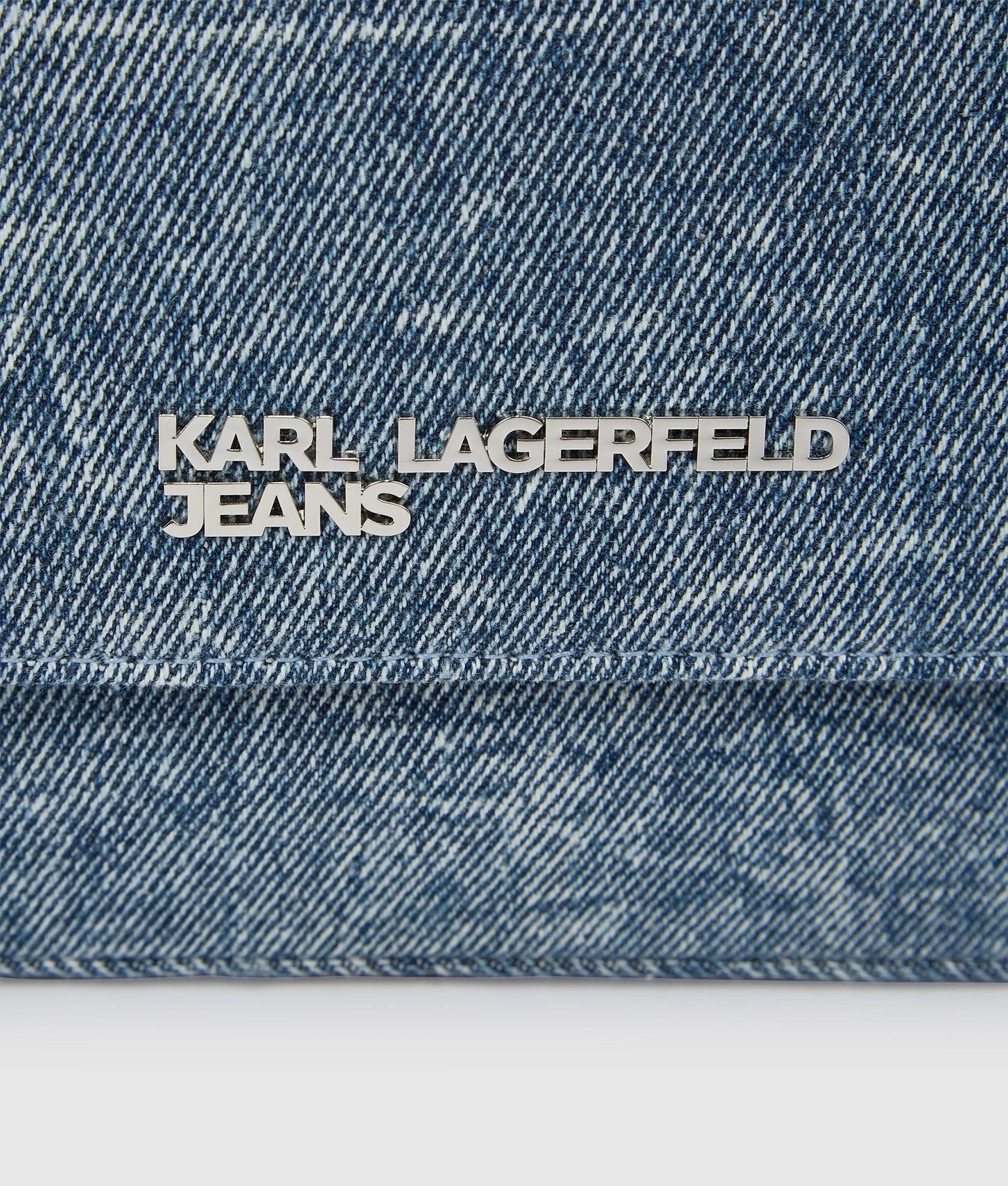 KarlLagerfeld Denim Chain Top Handle Bag Washed Medium Blue