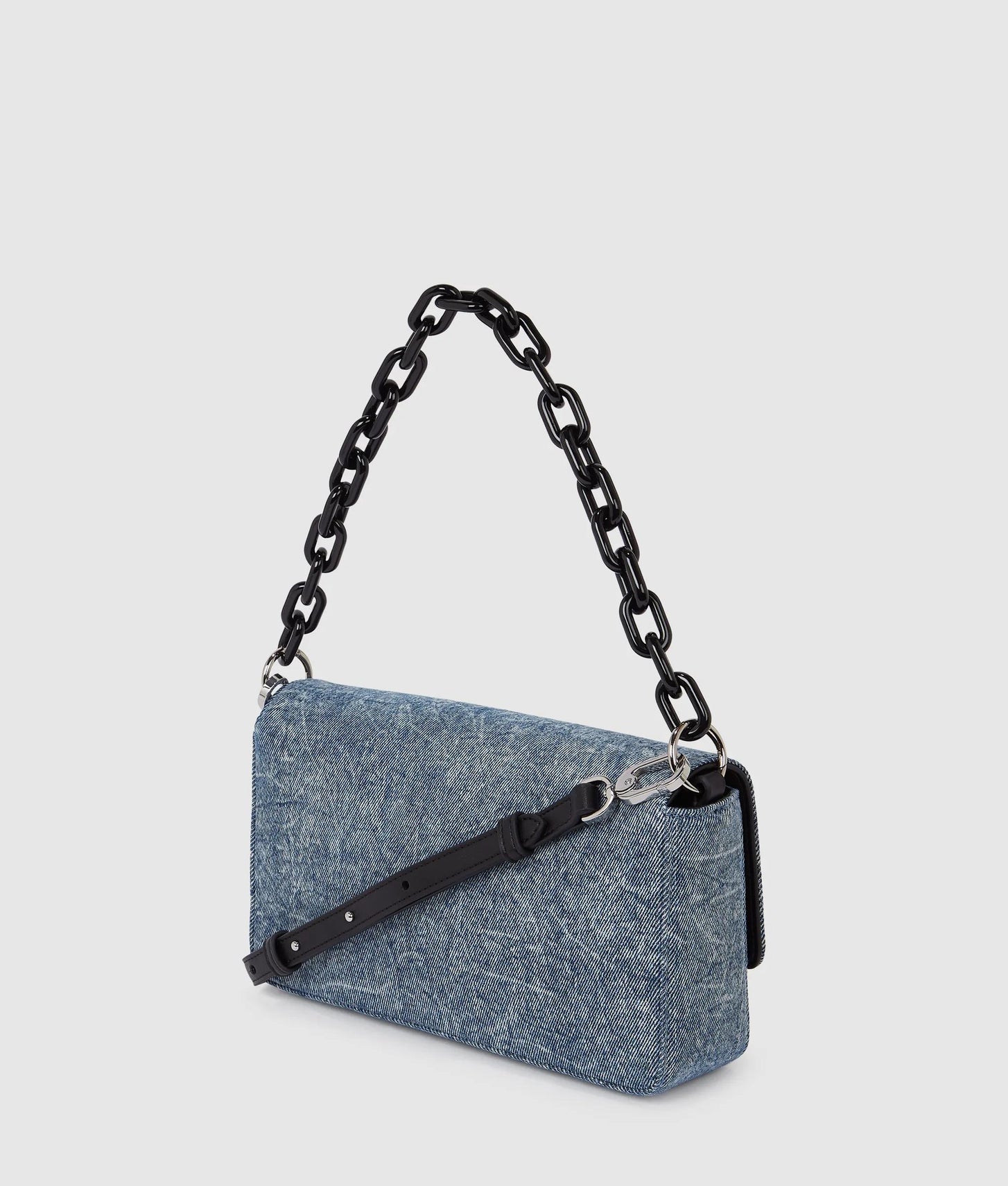 KarlLagerfeld Denim Chain Top Handle Bag Washed Medium Blue
