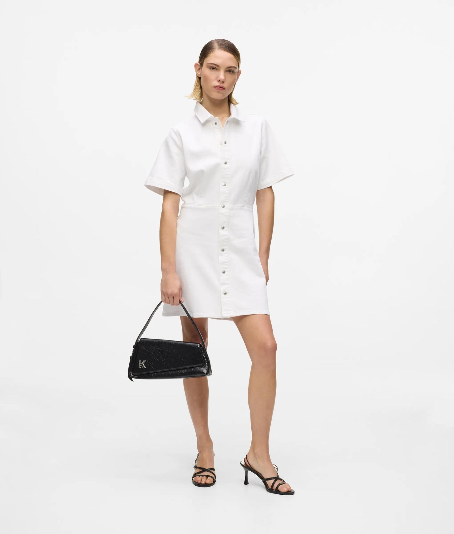 KarlLagerfeld Geo High-Shine Flap Bag Black