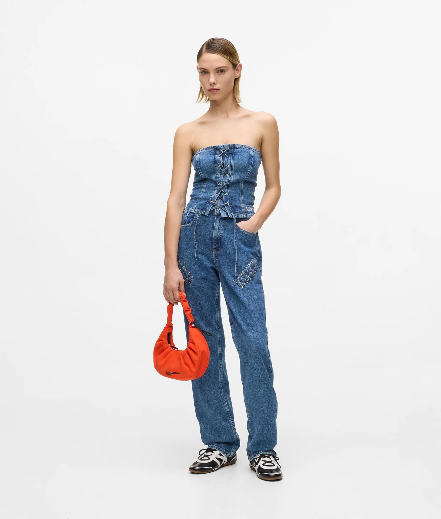 KarlLagerfeld Gathered Small Hobo Bag Grenadine