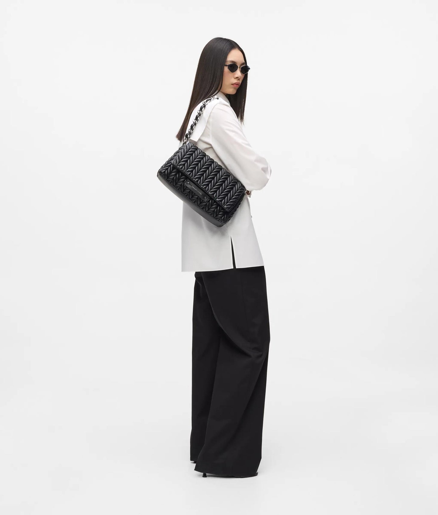 KarlLagerfeld Kweave Flap Shoulder Bag Black-Nickel