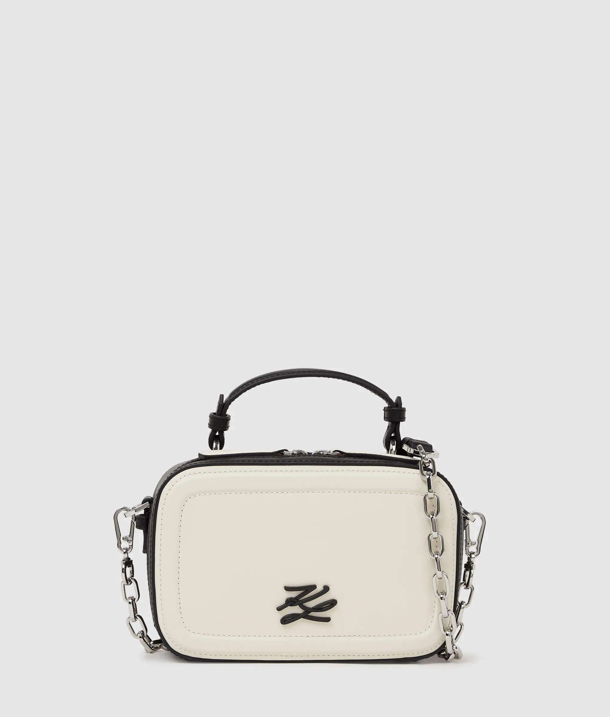 KarlLagerfeld Kautograph Color-Block Square Bag Black/White
