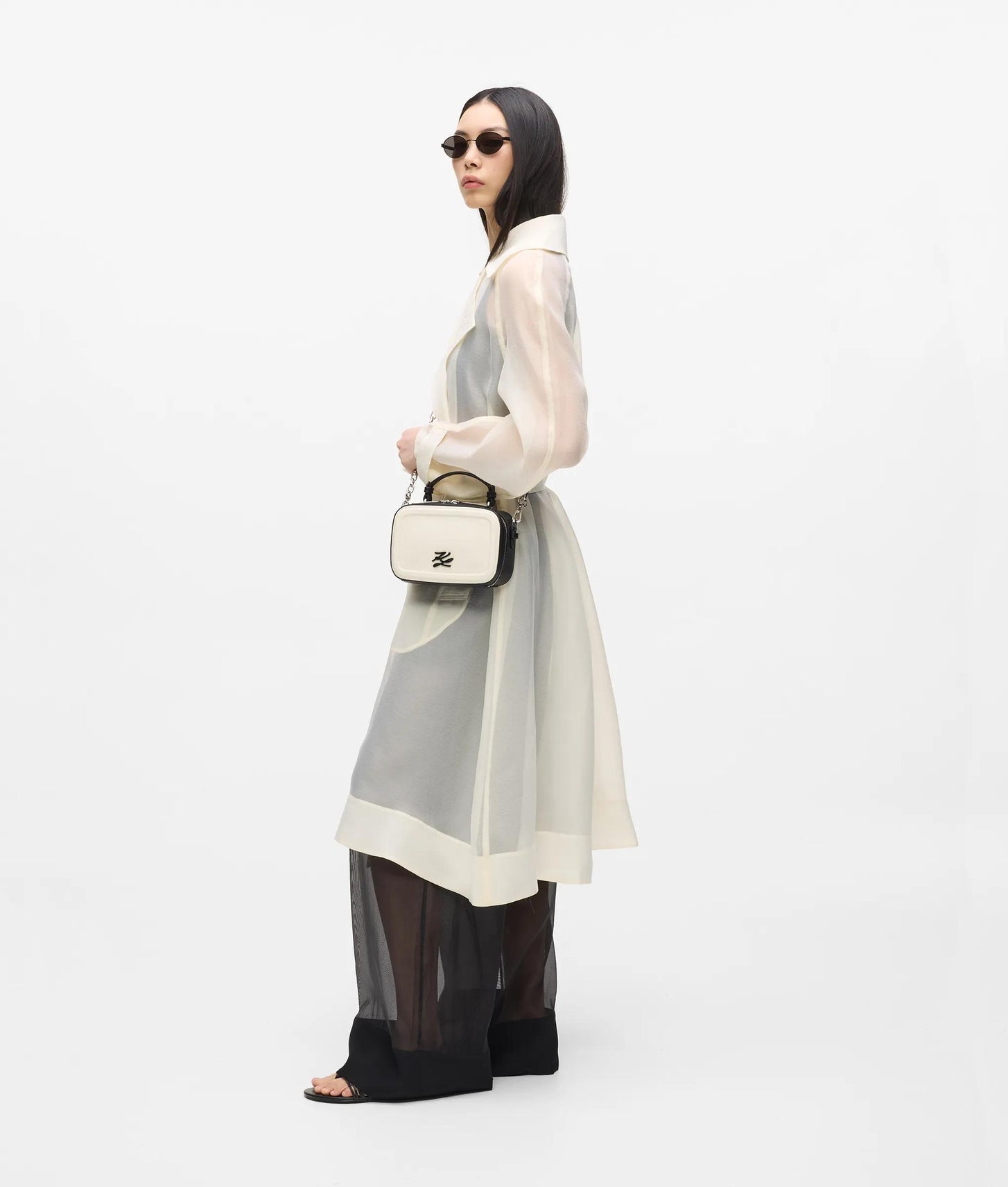 KarlLagerfeld Kautograph Color-Block Square Bag Black/White