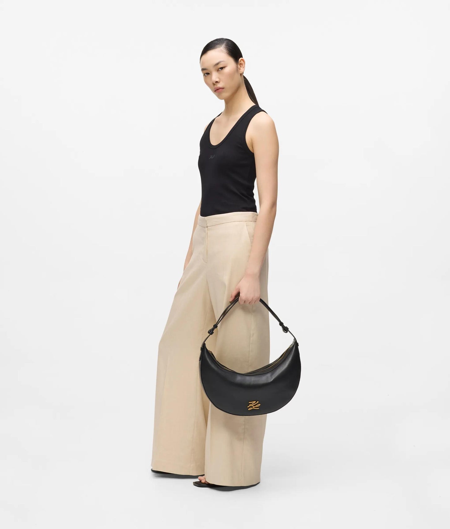 KarlLagerfeld Kautograph Oversized Moon Bag Black/Gold