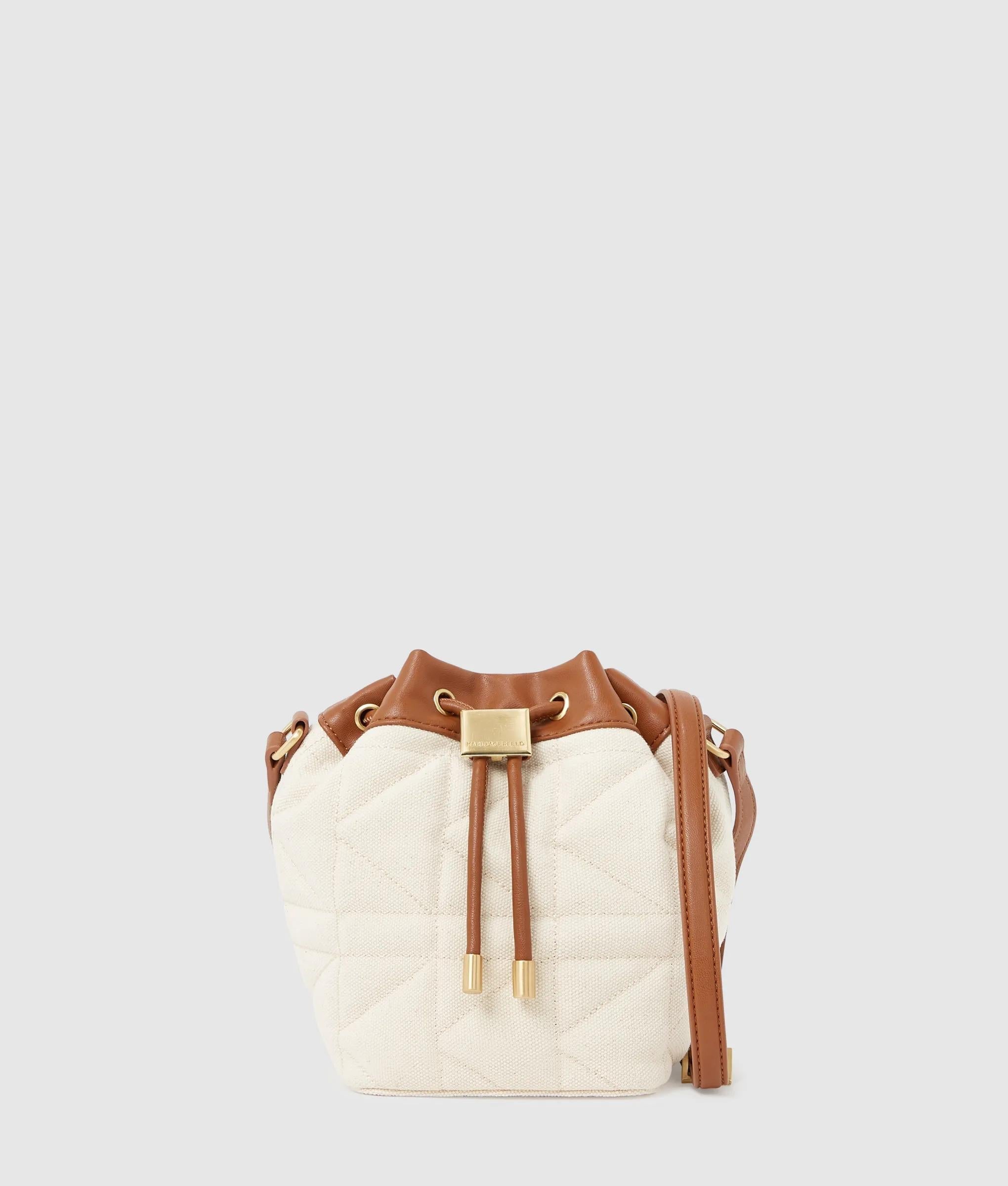 KarlLagerfeld Kl X Amber Valletta Kuilt Canvas Bucket Bag Natural