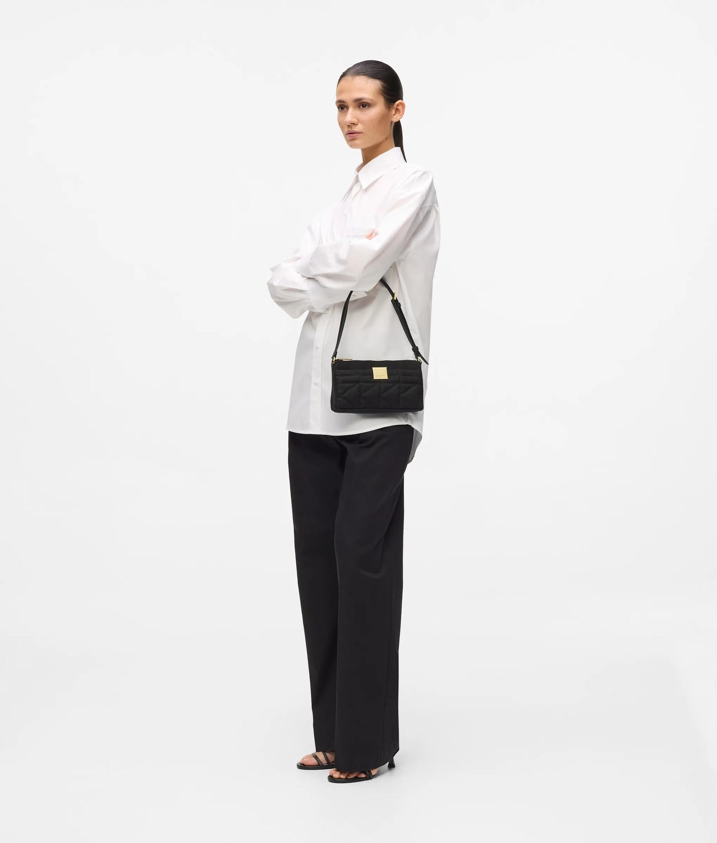 KarlLagerfeld Kl X Amber Valletta Kuilt Canvas Shoulder Bag Black