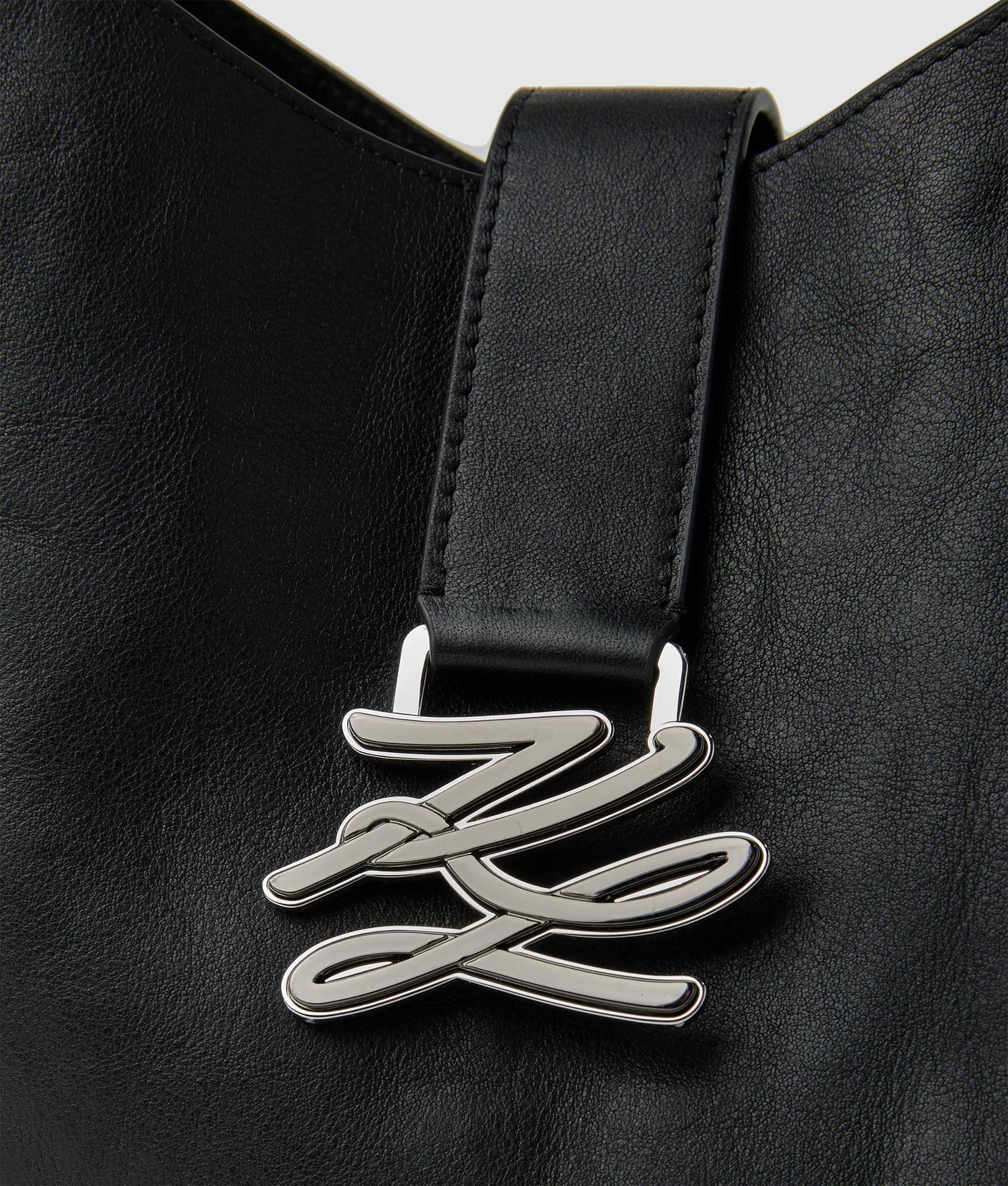 KarlLagerfeld Kautograph Swing Hobo Bag Black-Gunmetal