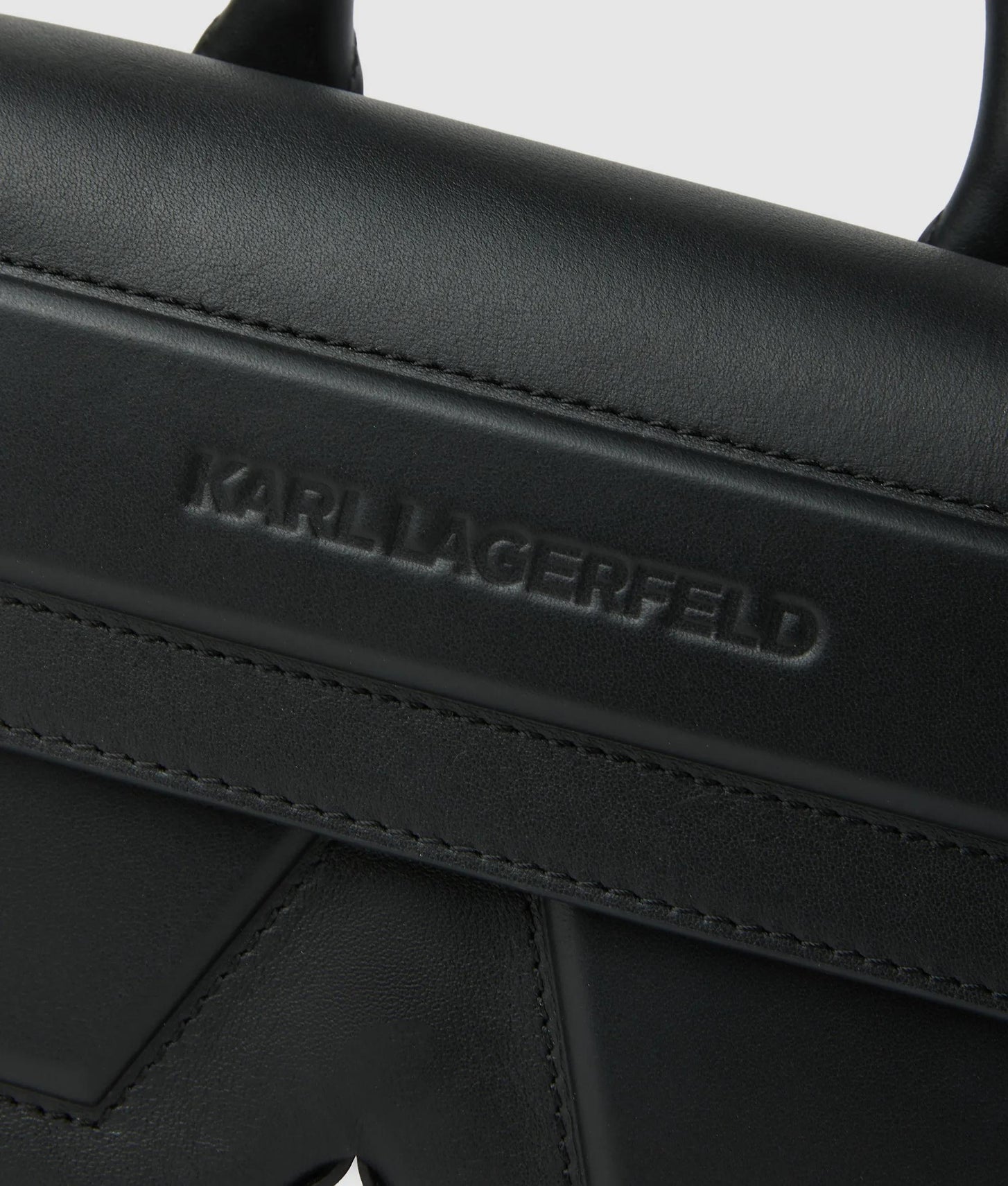 KarlLagerfeld Ikon K Leather Top Handle Bag Black-Nickel
