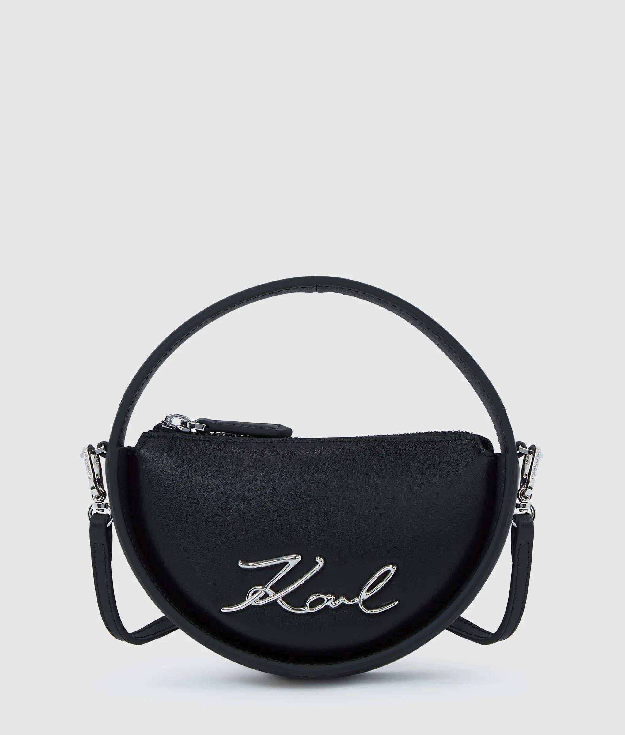 KarlLagerfeld Ksignature Nano Round Bag Black-Nickel