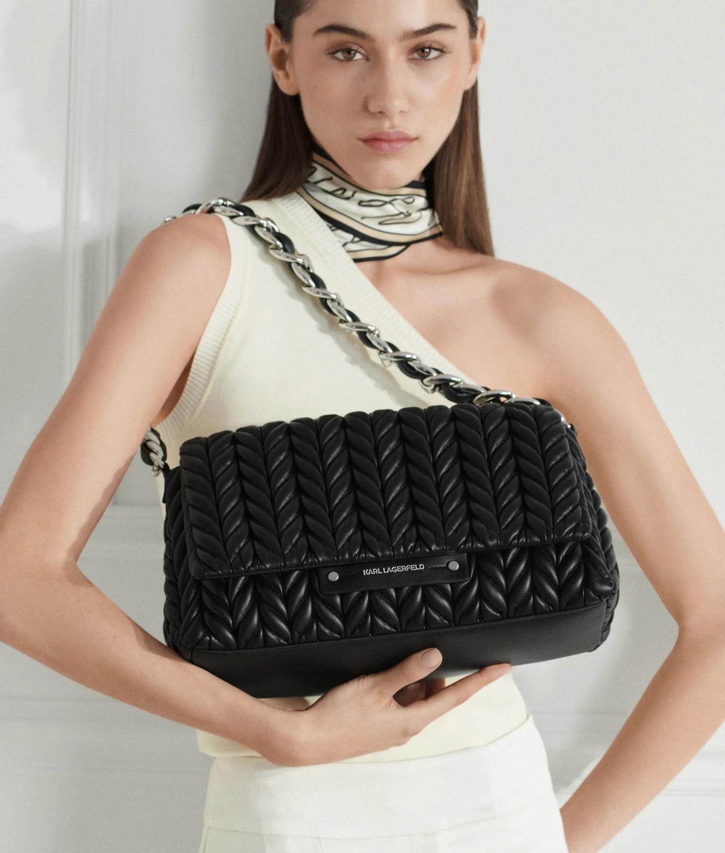 KarlLagerfeld Kweave Barrel Crossbody Bag Black-Nickel