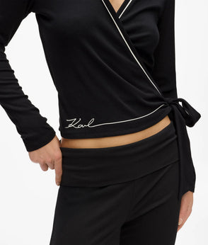 Karl Lagerfeld Signature Loungewear Flared Pants Black