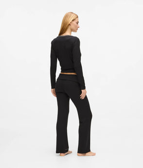 Karl Lagerfeld Signature Loungewear Wrap Top Black