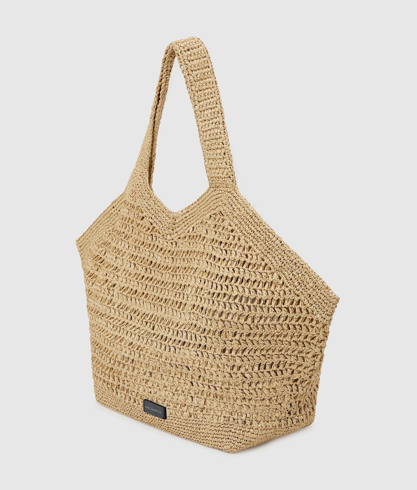 KarlLagerfeld Signature Crochet Large Beach Bag Natural