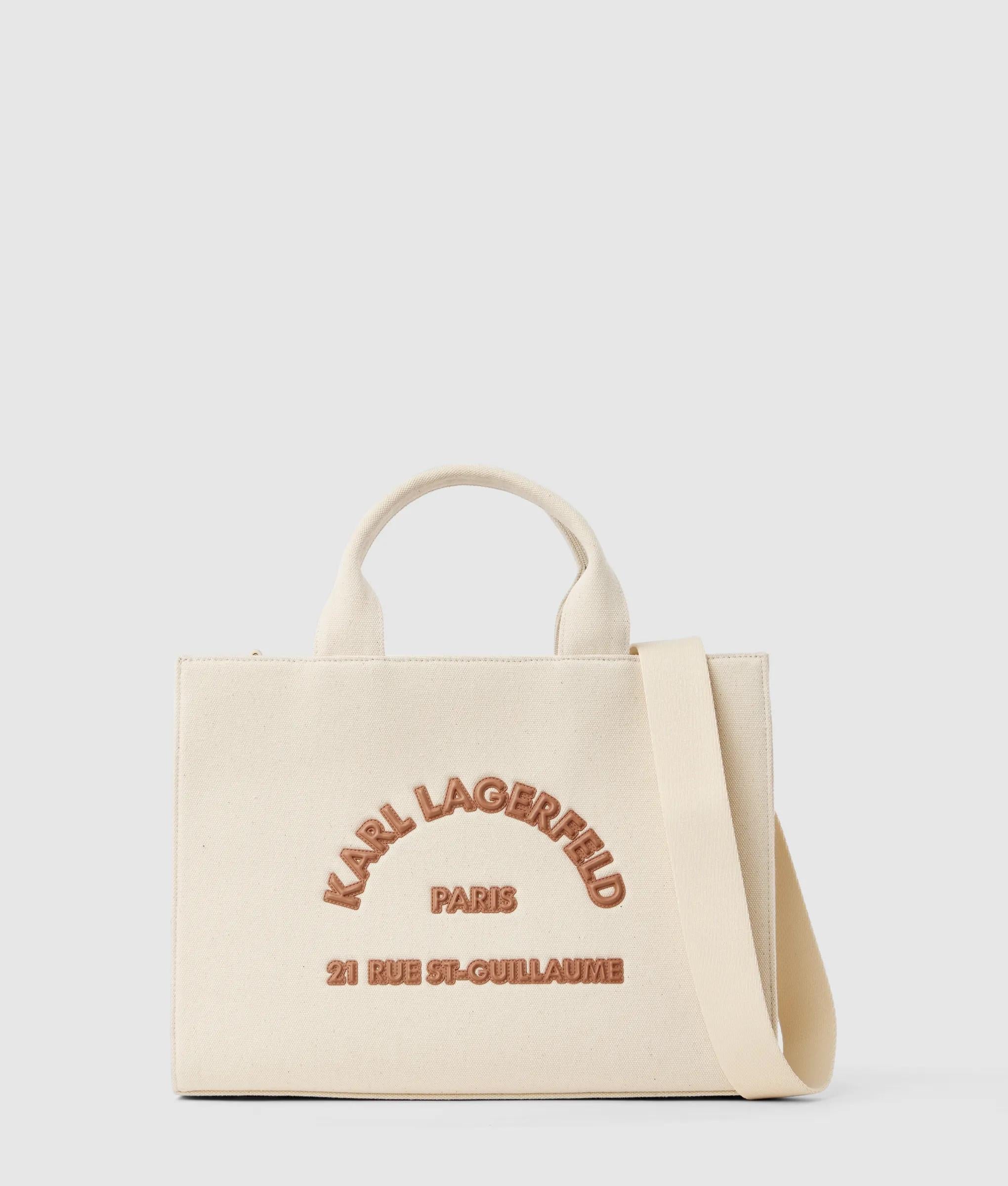 KarlLagerfeld Rue St-Guillaume Square Patch Medium Tote Bag Natural