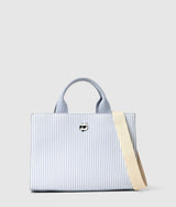 KarlLagerfeld Ikon Choupette Striped Square Tote Bag Kentucky Blue Stripe