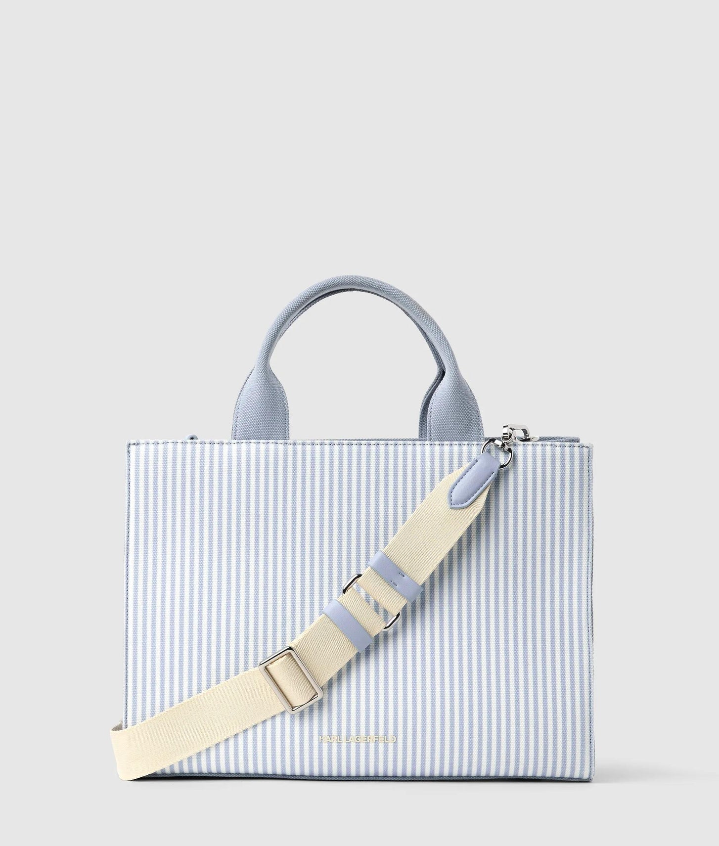 KarlLagerfeld Ikon Choupette Striped Square Tote Bag Kentucky Blue Stripe