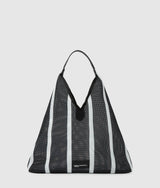 KarlLagerfeld Striped Mesh Tote Bag Vertical Black/White Stripes