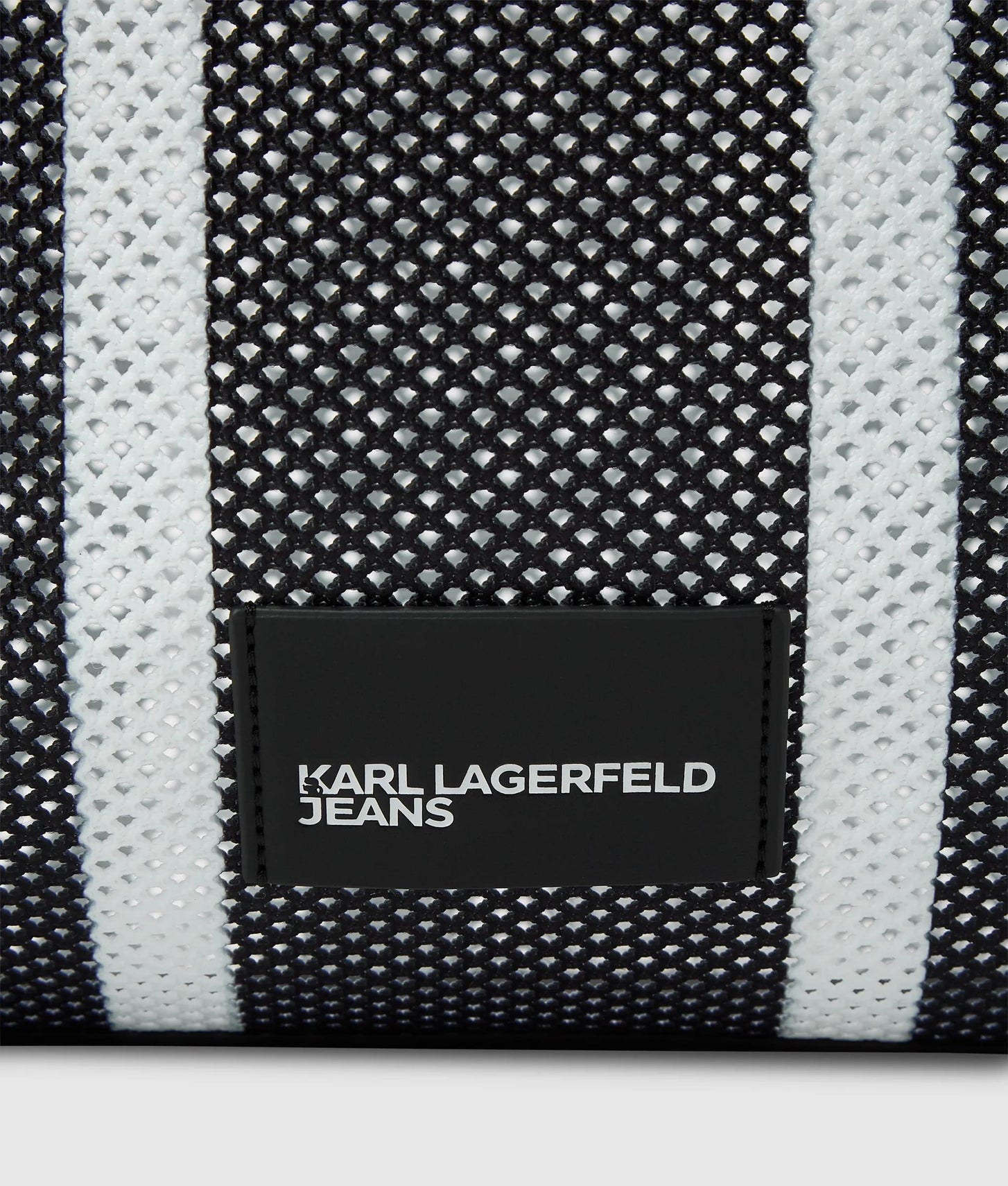 KarlLagerfeld Striped Mesh Tote Bag Vertical Black/White Stripes