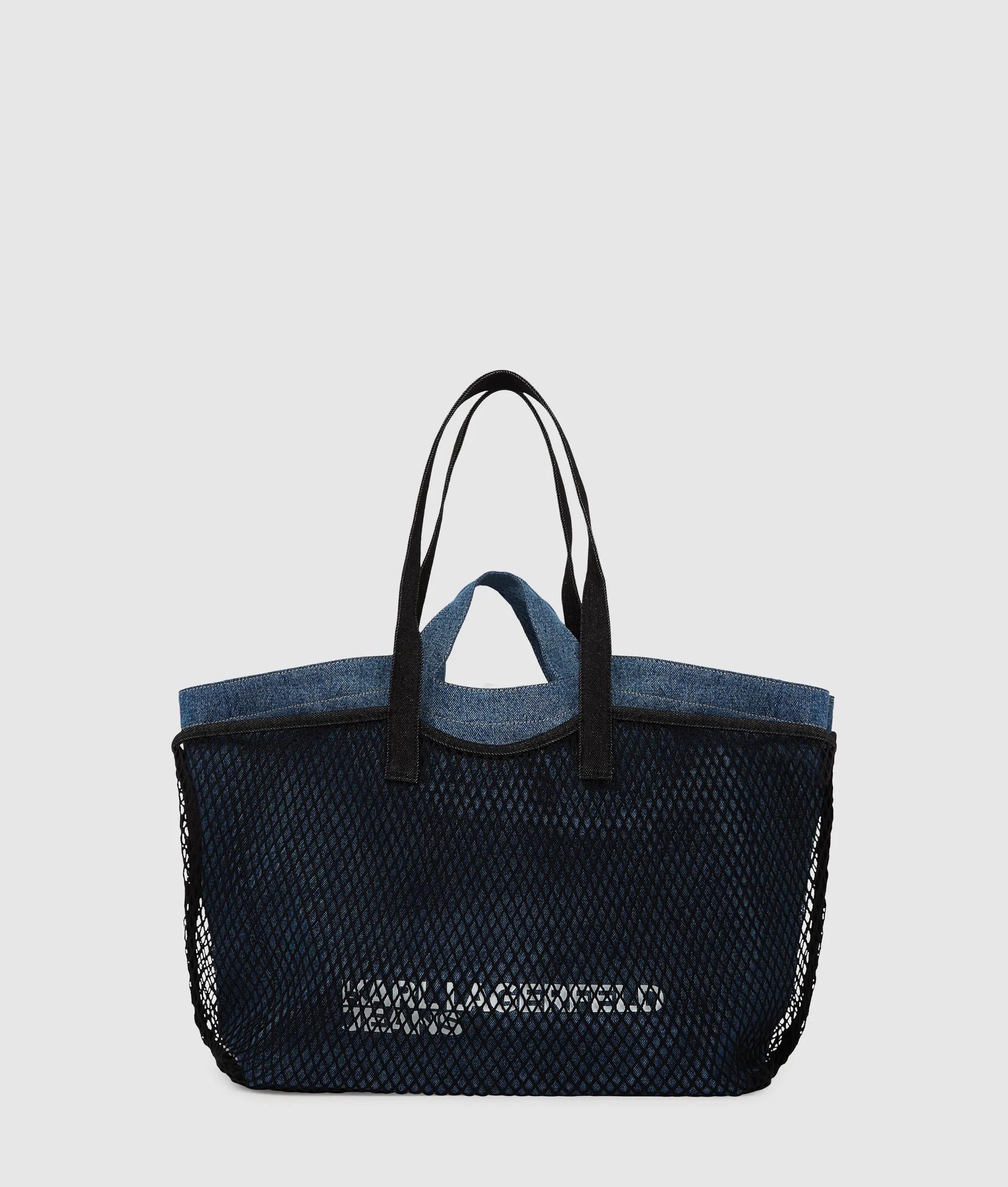 KarlLagerfeld Double Mesh Denim Shopper Washed Mid Blue