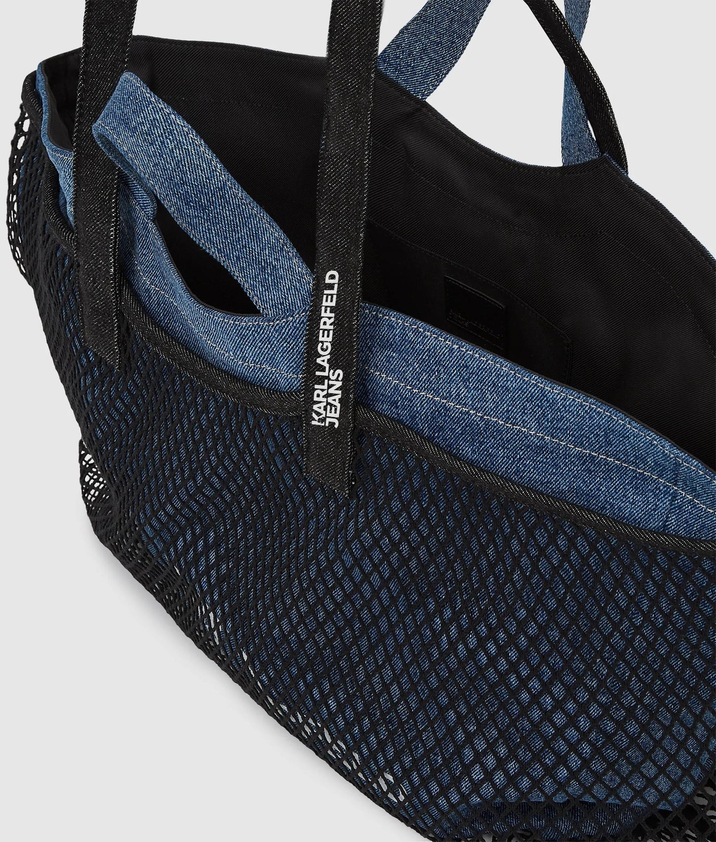 KarlLagerfeld Double Mesh Denim Shopper Washed Mid Blue