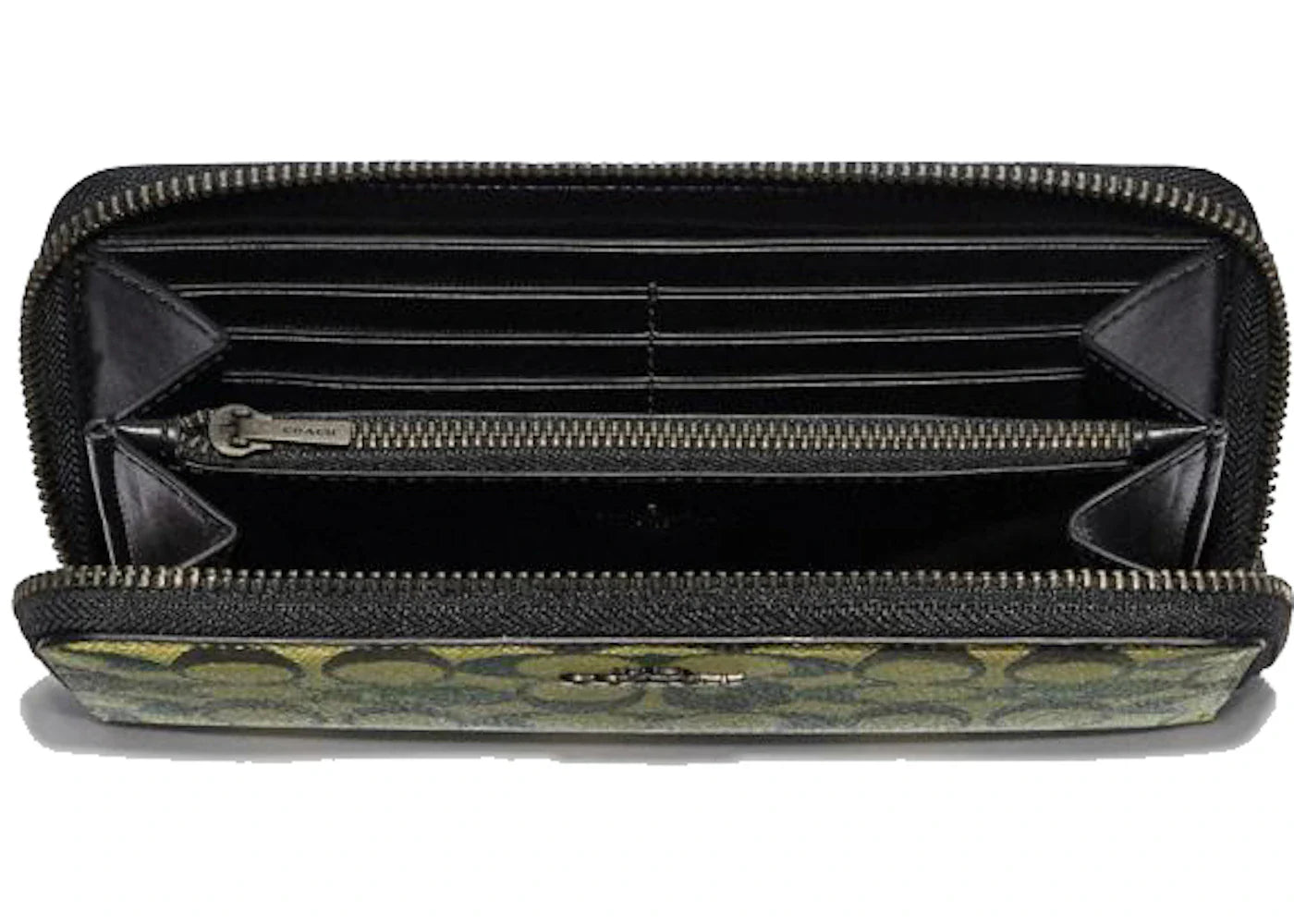 Coach X Bape Accordion Zip Wallet Signature Canvas With Ape Head Black Copper/Camo Multi