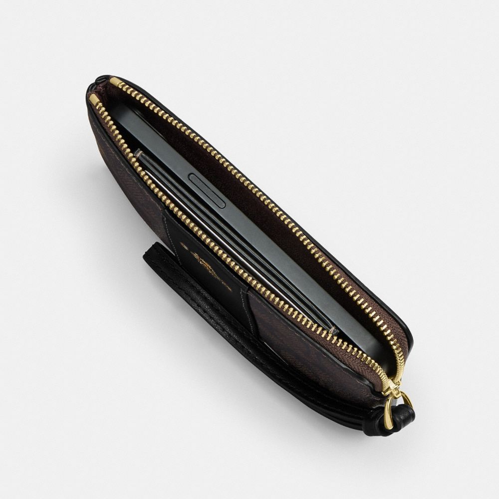 Coach Corner Zip Wristlet Gold Chalk