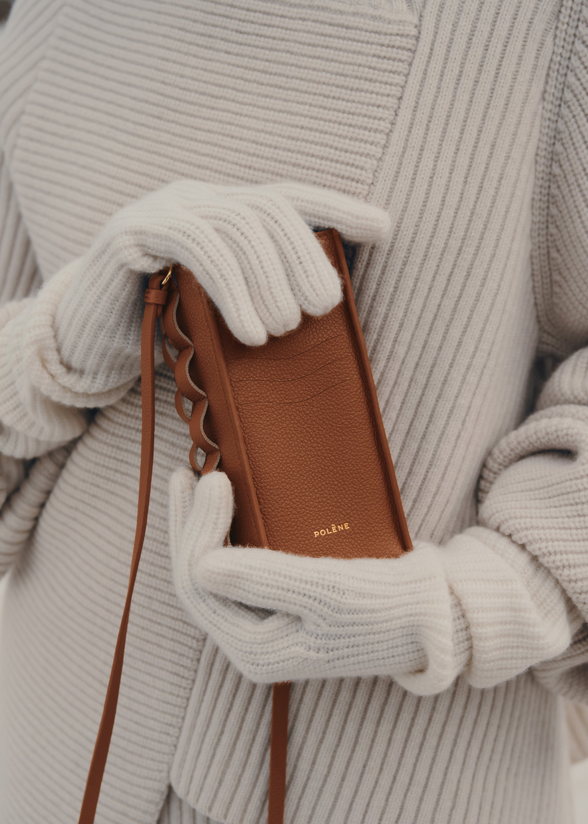 Polene Onda Phone Case - Cognac