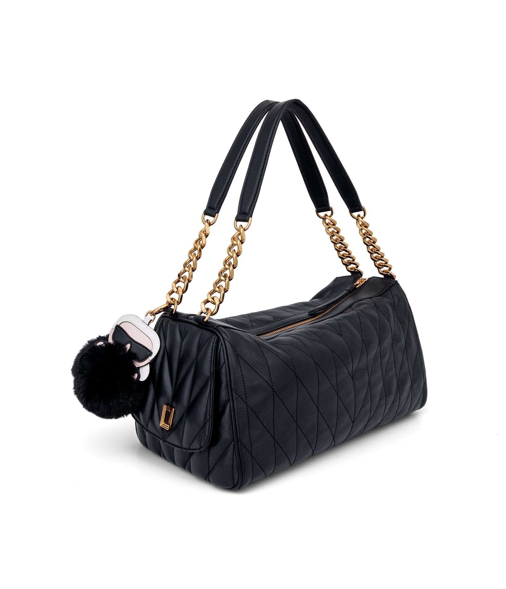 KarlLagerfeld Lafayette satchel with karl puff charm black