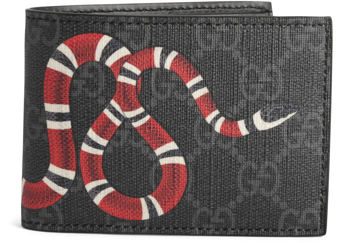 Gucci Bifold Wallet Gg Supreme Kingsnake 4 Card Slots Black