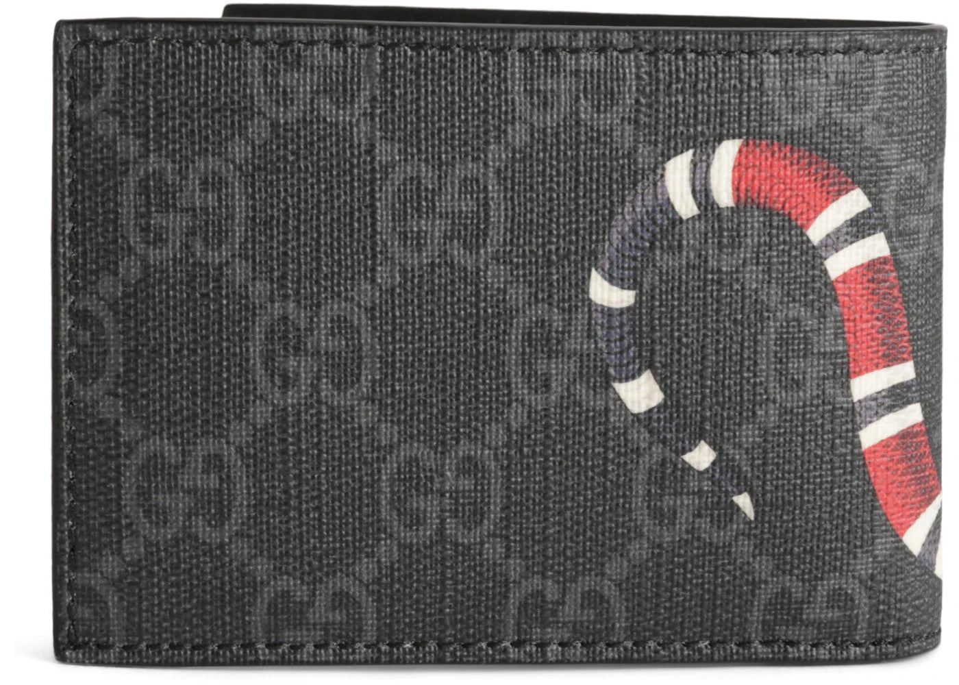 Gucci Bifold Wallet Gg Supreme Kingsnake 4 Card Slots Black