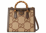 Gucci Diana Jumbo Gg Tote Bag Small Camel/Ebony
