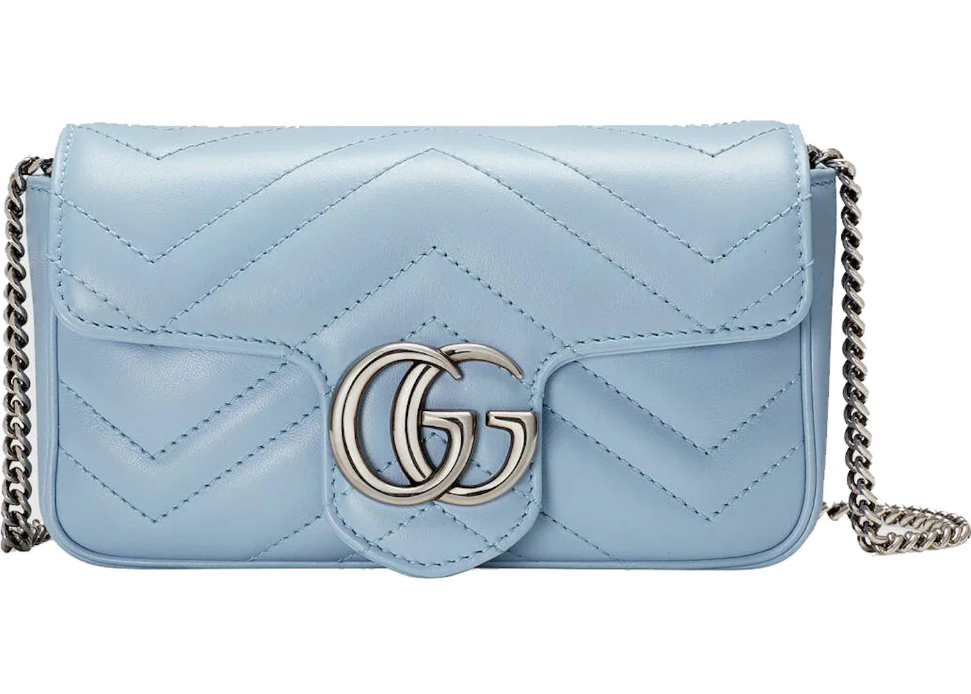 Gucci Gg Marmont Matelasse Super Mini Bag Pastel Blue