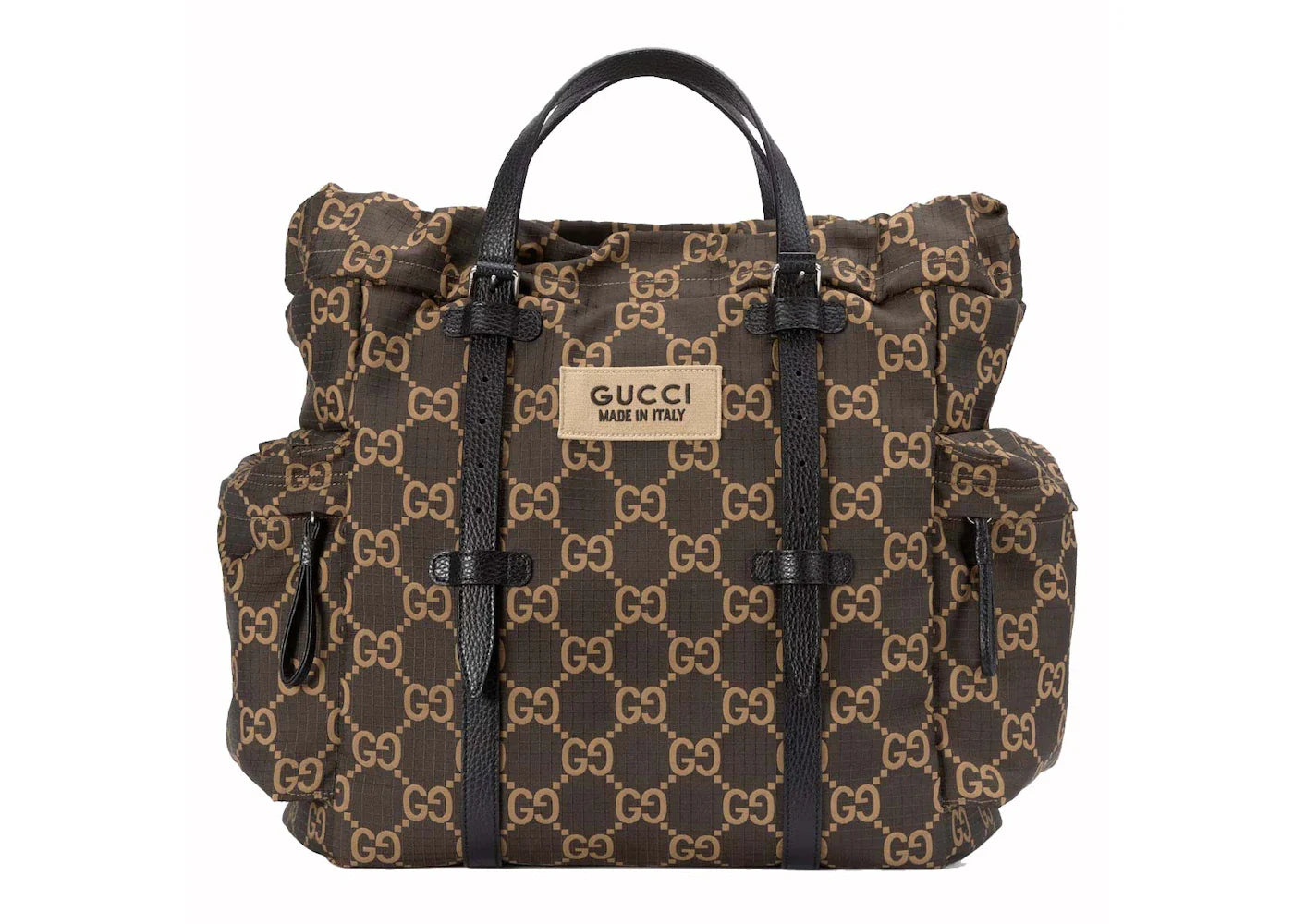 Gucci Medium Gg Polyester Tote Bag Ebony/Beige