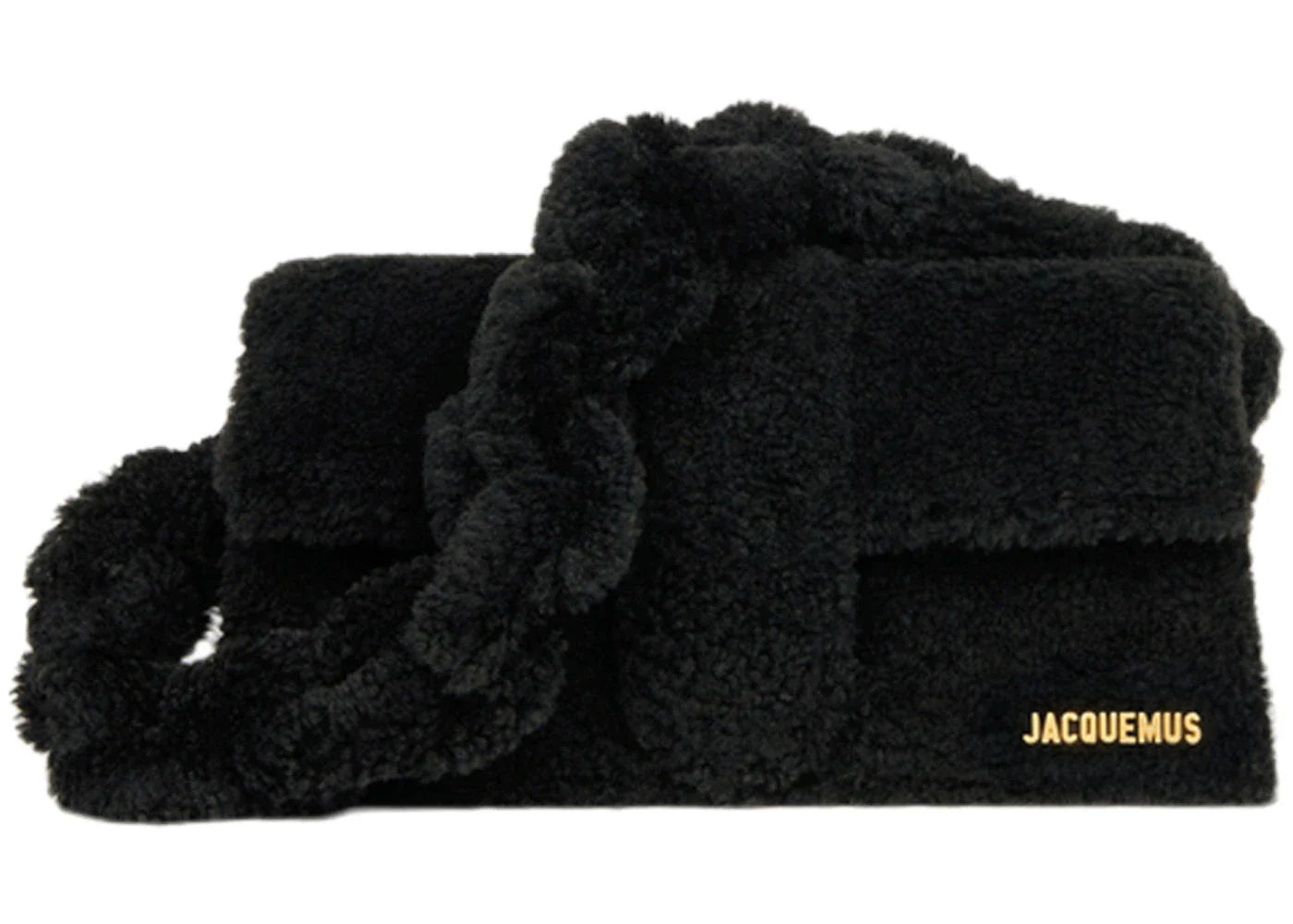 jacquemus le bambidou shearling flap bag black