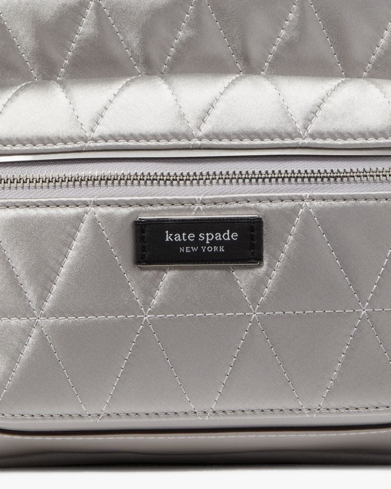 KateSpade Sam Icon Quilted Satin Small Backpack Silver