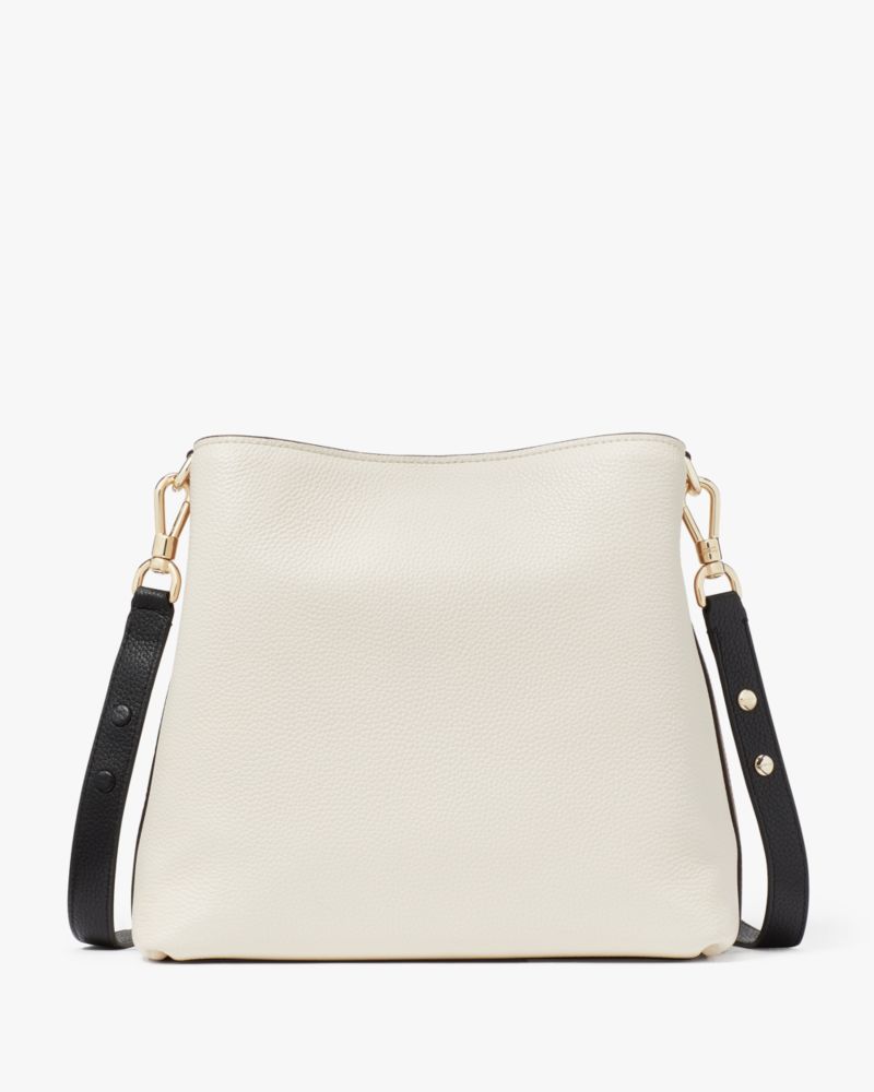 KateSpade Hudson Colorblocked Pebbled Leather Shoulder Bag Parchment Multi