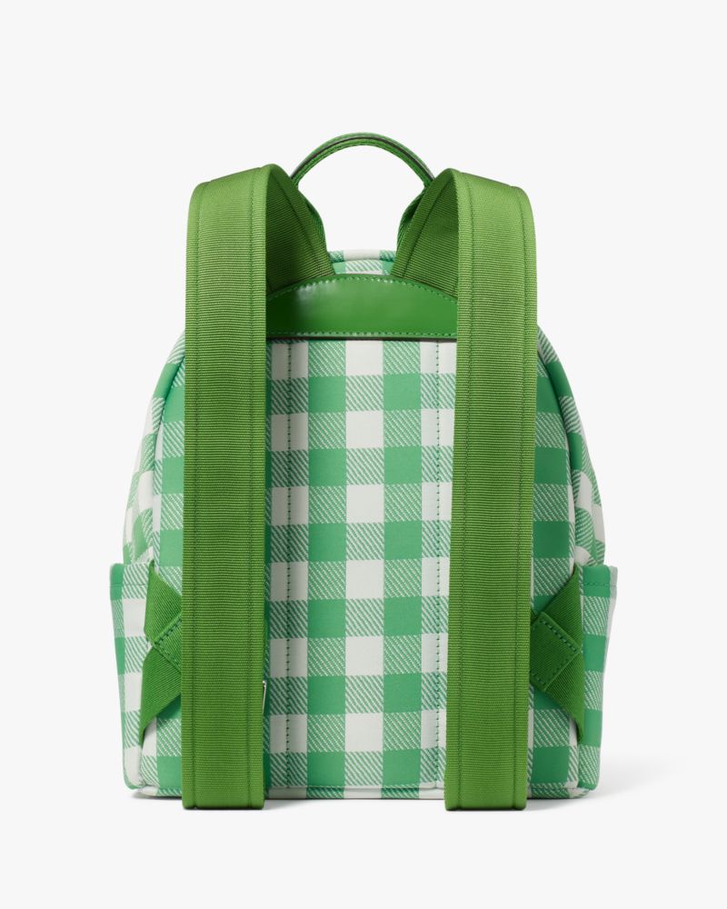 KateSpade Sam Icon Gingham Printed Fabric Small Backpack Candy Grass Multi