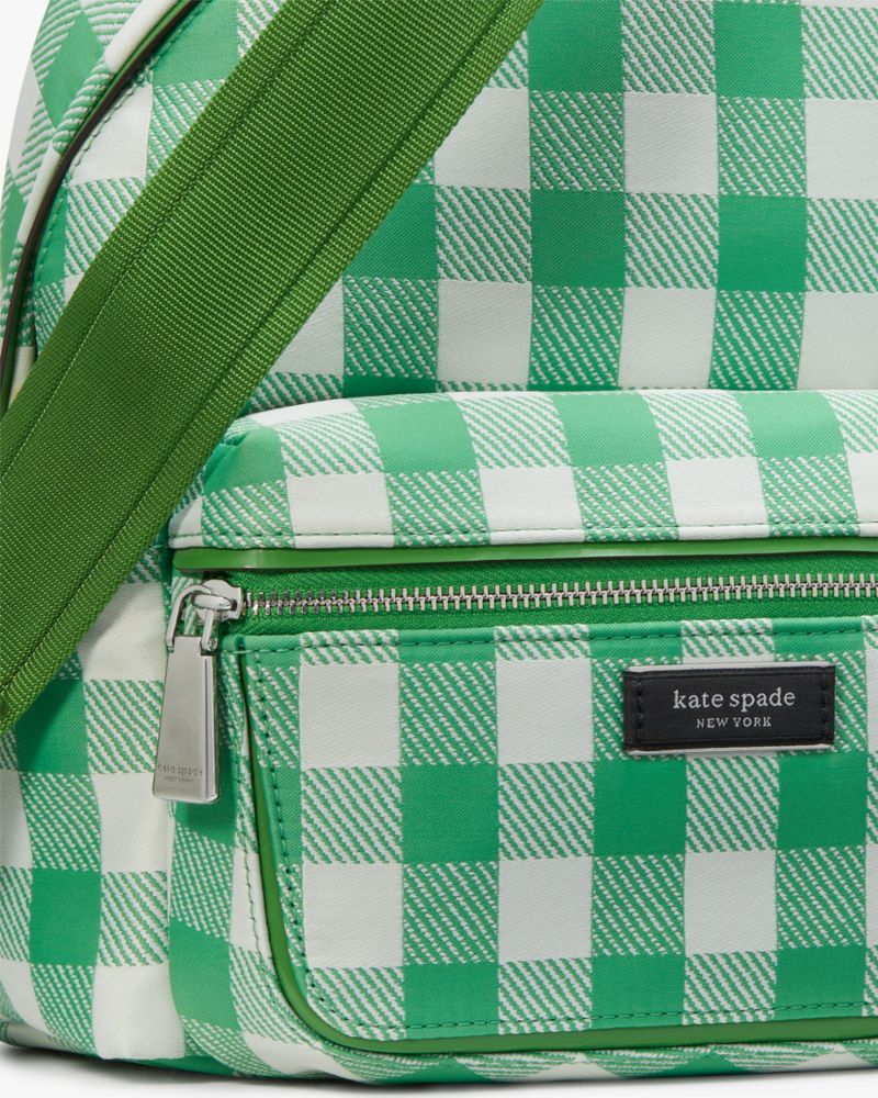 KateSpade Sam Icon Gingham Printed Fabric Small Backpack Candy Grass Multi