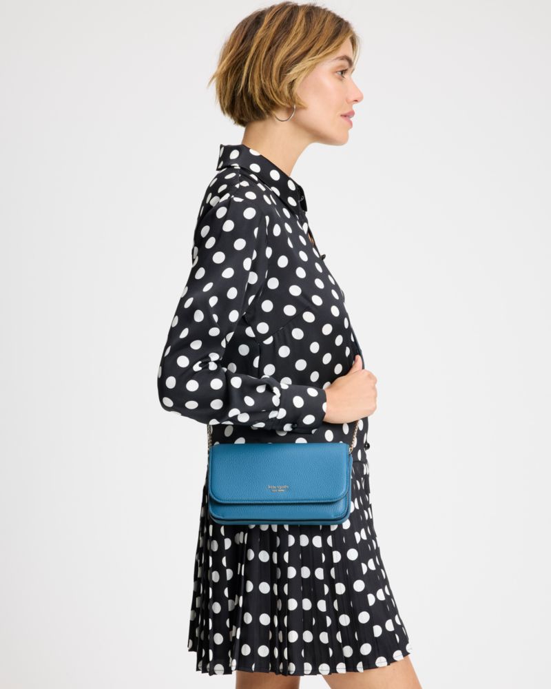 KateSpade Ava Flap Chain Wallet Back To School Blues