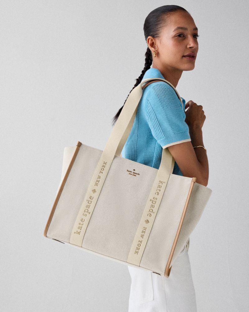 KateSpade Kip Canvas Large Tote Bag Light Fawn Multi