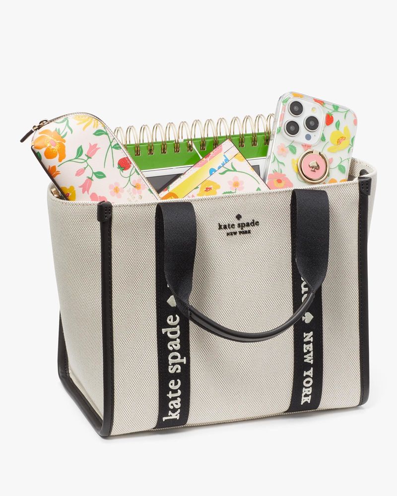 KateSpade Kip Canvas Small Tote Light Fawn Multi